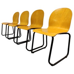 Vintage Plywood Dining Chairs, 1970s, Set of 4