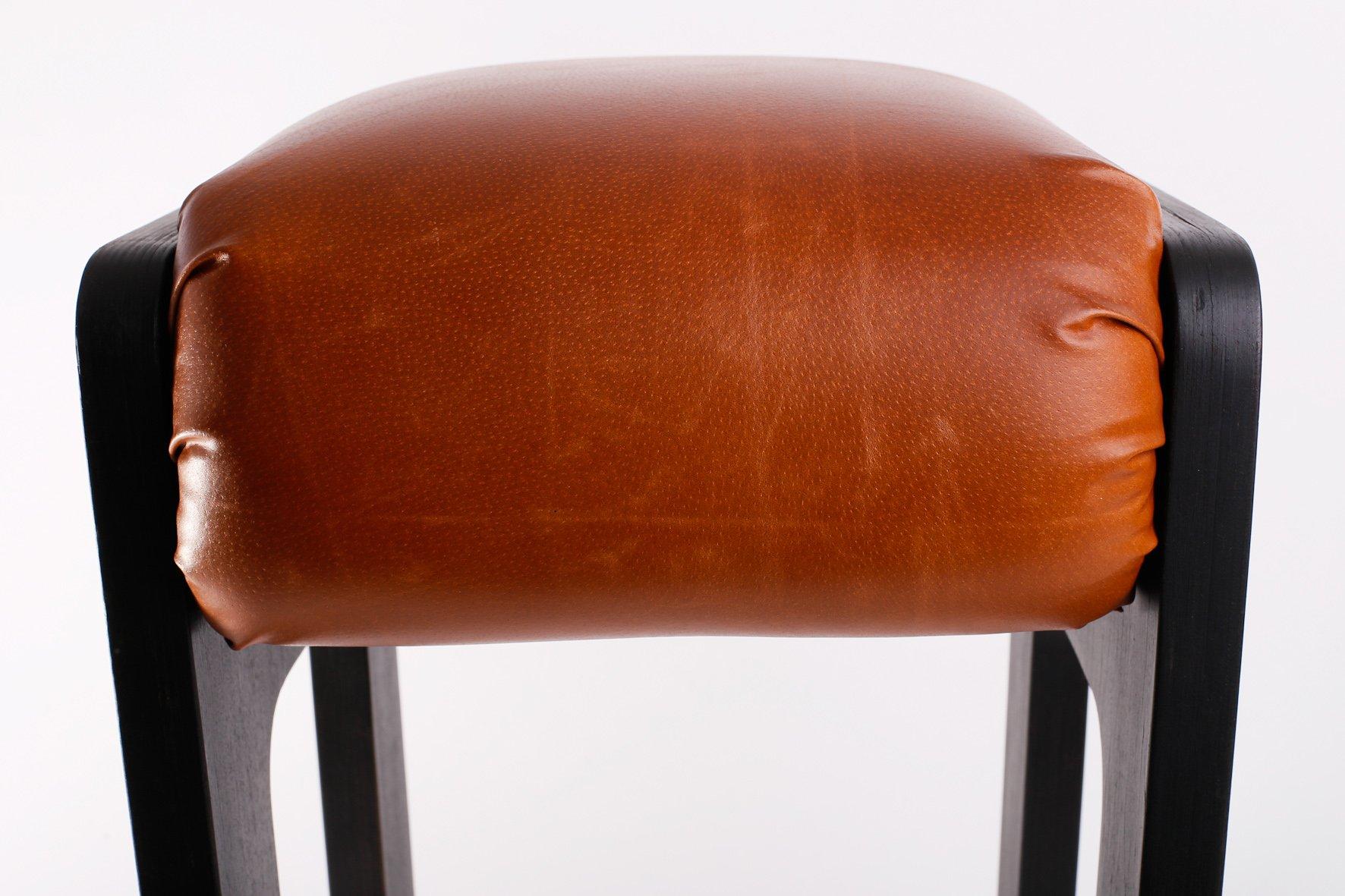 Vintage Plywood and Leather Stool 3