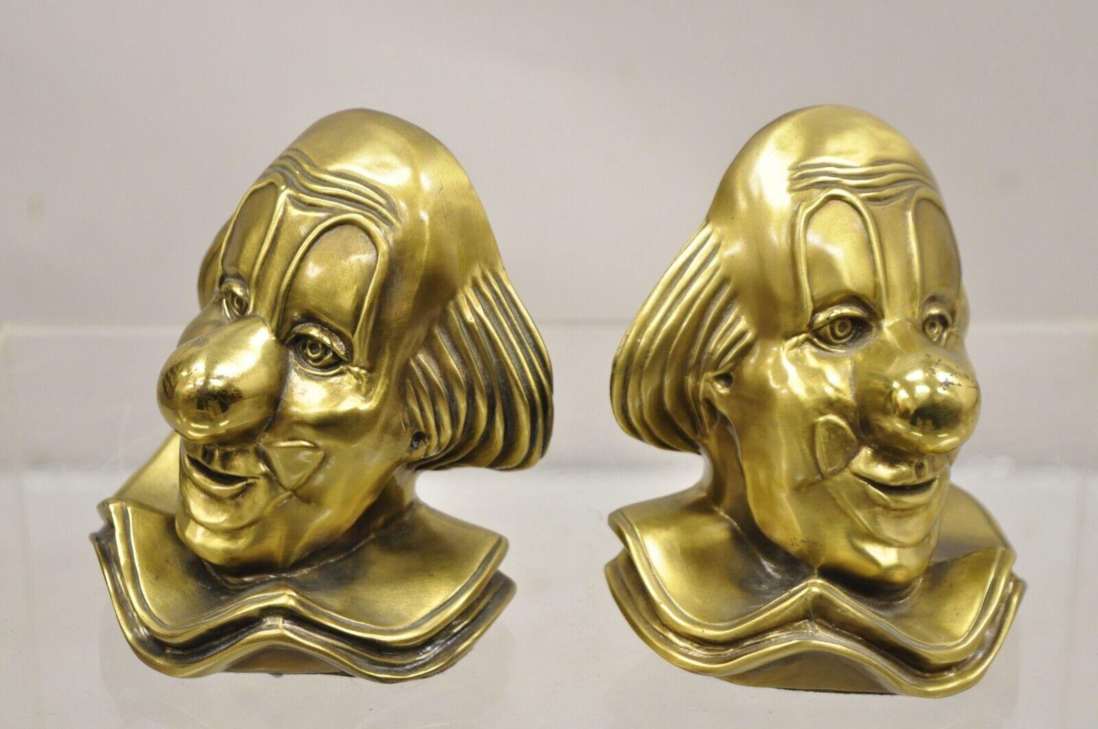 Vintage PM Craftsman Brass Figural Clown Bookends - A Pair For Sale 3