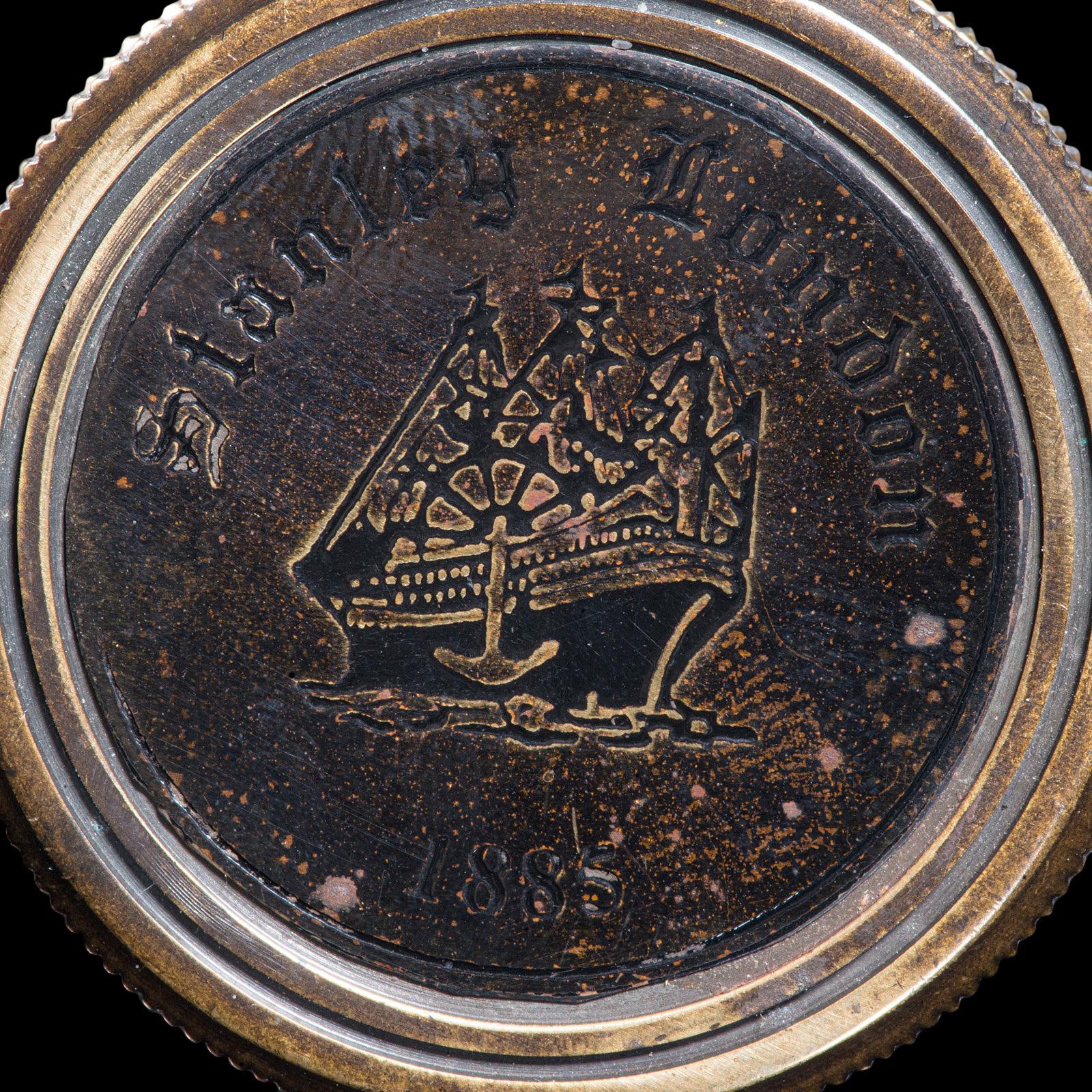 Vintage Pocket Compass, English, Brass, Navigation Instrument, Late 20th Century 3