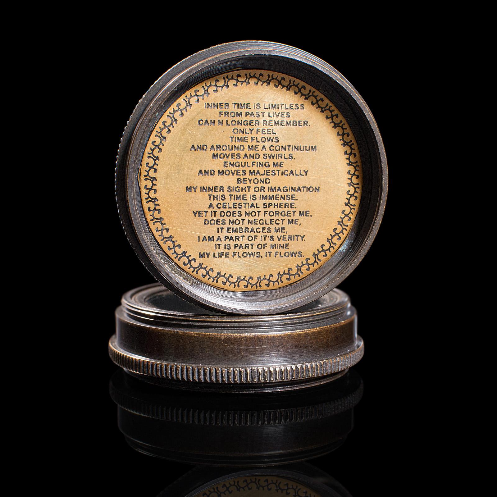 Vintage Pocket Compass, English, Brass, Navigation Instrument, Late 20th Century 1