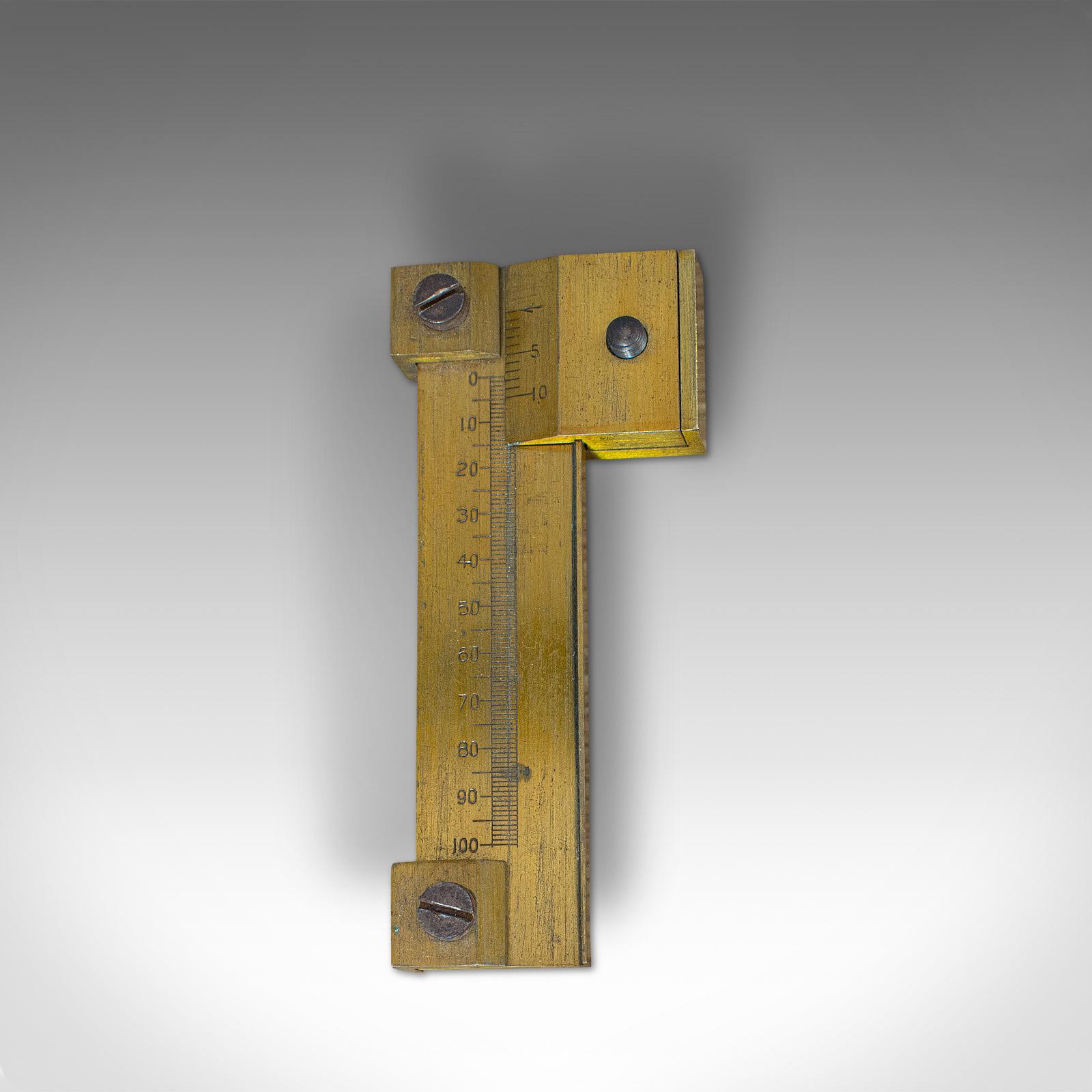 20th Century Vintage Pocket Slide Rule, English, Brass, Scientific, Measuring, Instrument