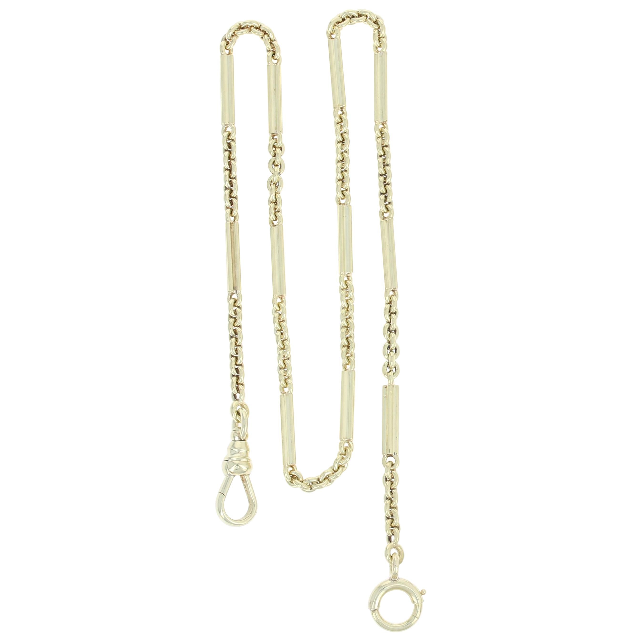 Vintage Pocket Watch Chain, 14 Karat Yellow Gold Parts / Repair at