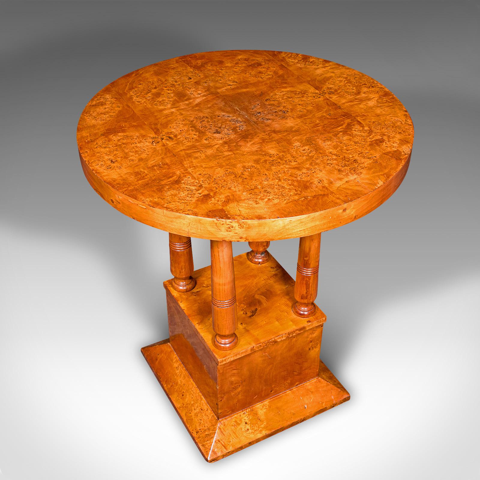 Vintage Podium Hall Table, French, Birds Eye Maple, Lamp, Side, Art Deco, C.1930 For Sale 2