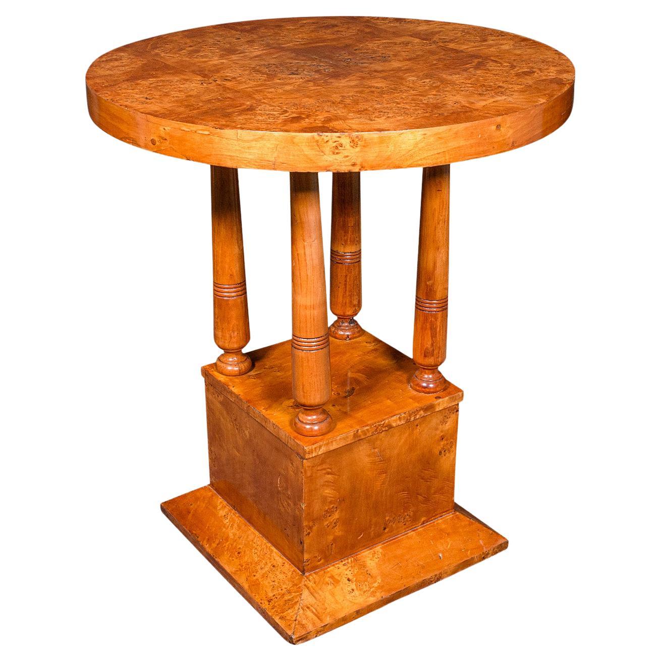 Vintage Podium Hall Table, French, Birds Eye Maple, Lamp, Side, Art Deco, C.1930 For Sale