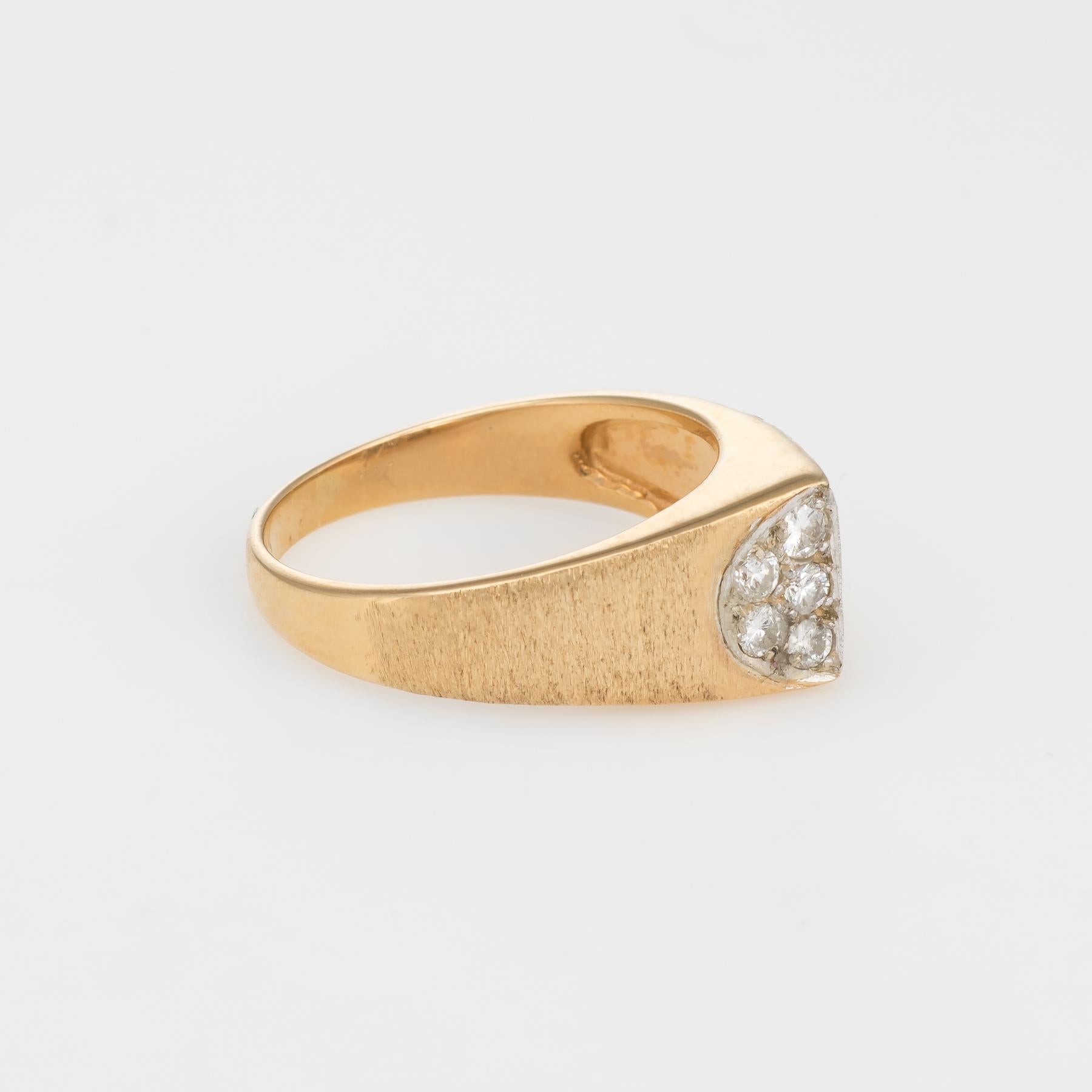 Modern Vintage Pointed Diamond Ring 14k Yellow Gold Estate Fine Jewelry Satin Finish