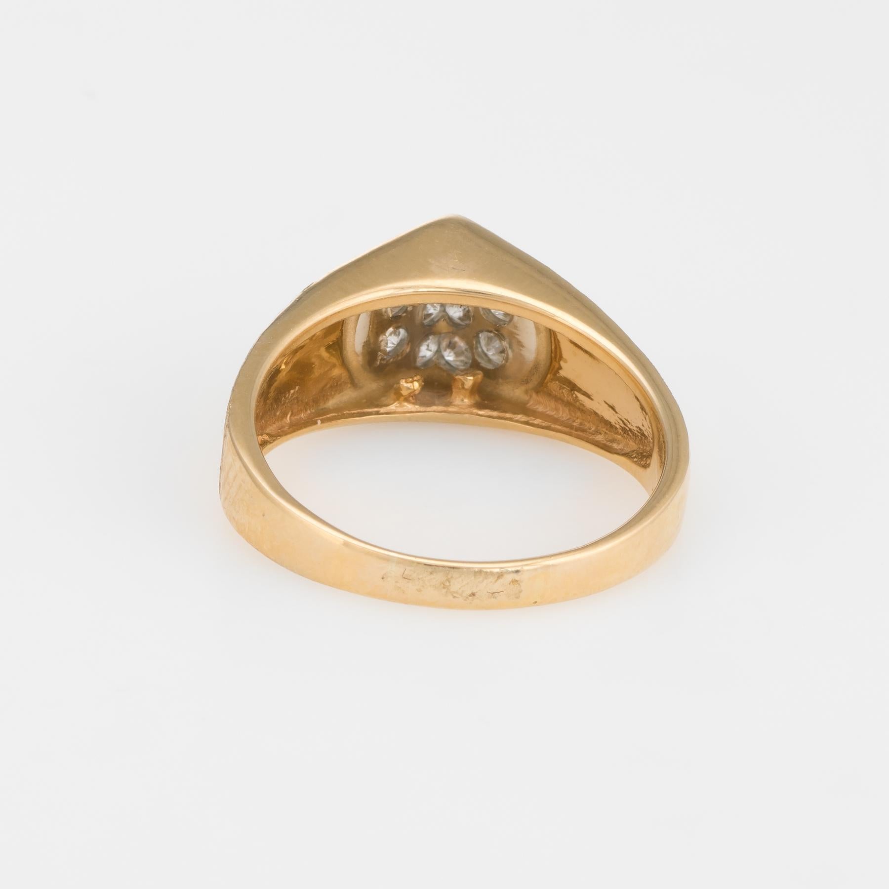 Women's Vintage Pointed Diamond Ring 14k Yellow Gold Estate Fine Jewelry Satin Finish