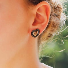 Orecchini vintage Poiray con zaffiri blu e gialli in oro giallo 18 carati e argento