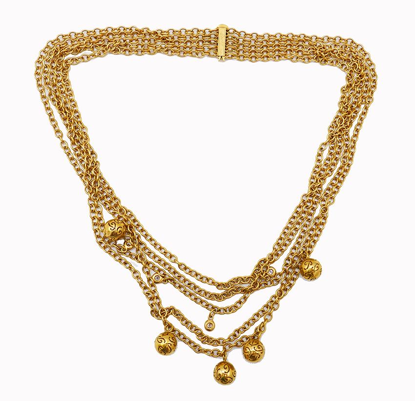 Vintage Poiray Diamant 18k Gelbgold Kette Halskette Französisch im Zustand „Gut“ im Angebot in Beverly Hills, CA