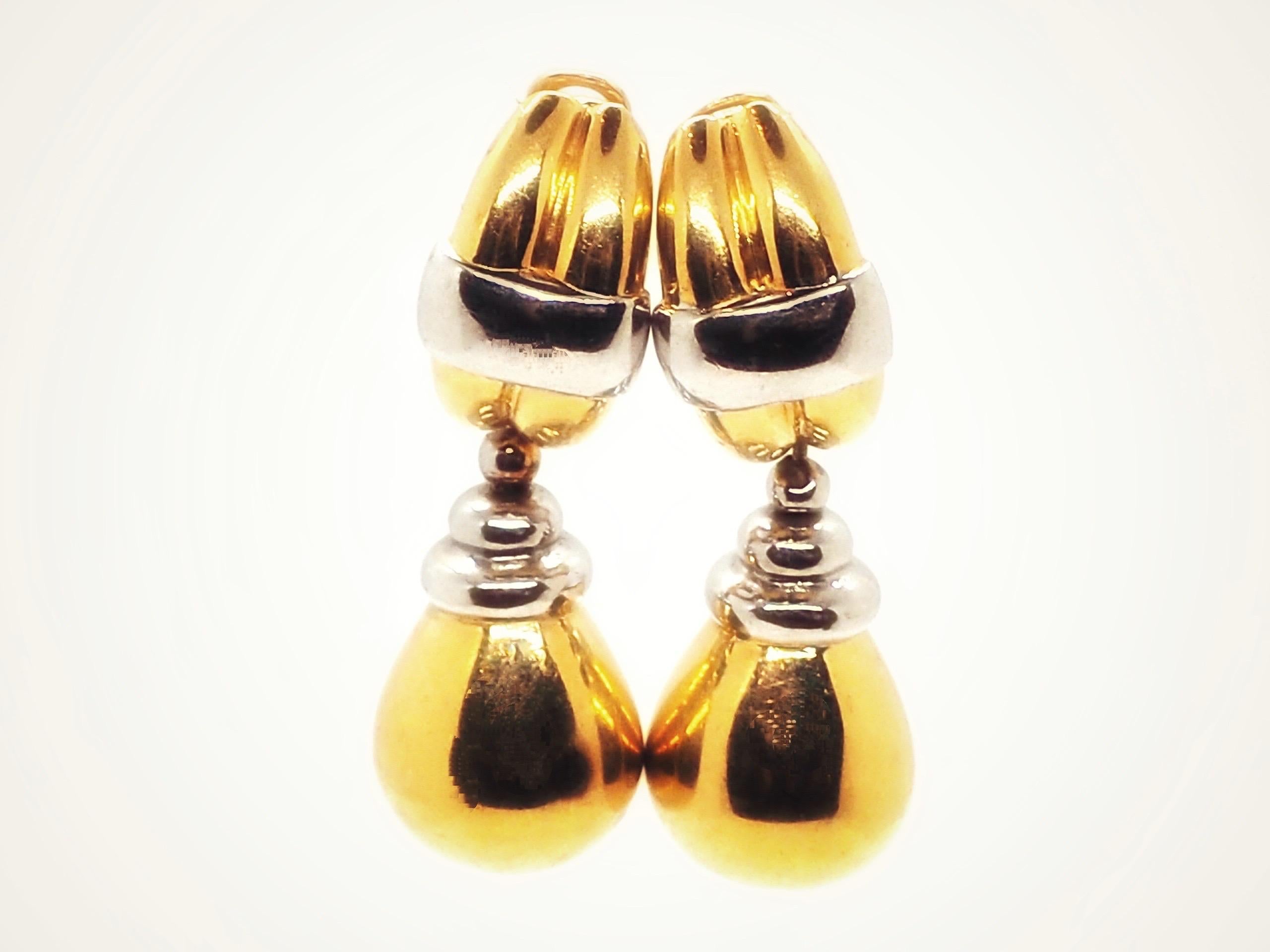 Women's Vintage Poiray Earrings 18 Karat Yellow and White Gold Limited Edition For Sale