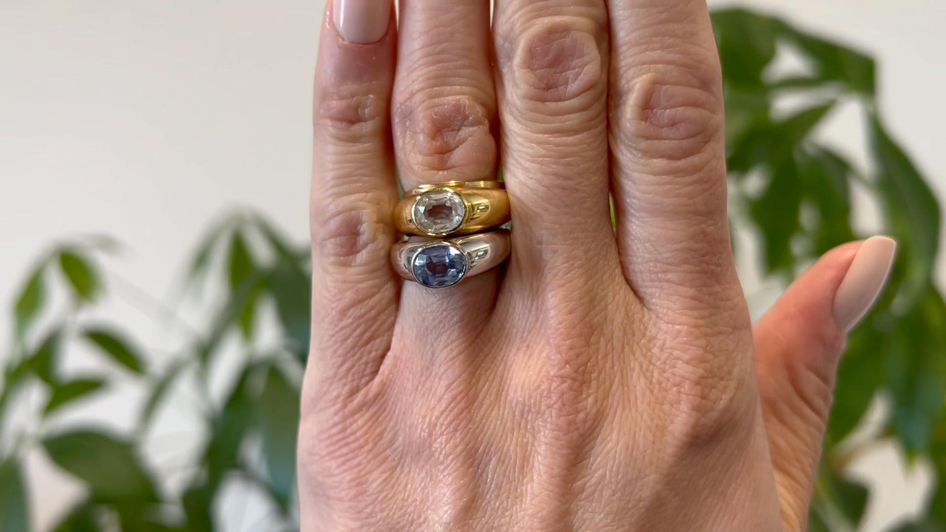 Vintage Poiray Paris Saphir 18k zwei Tone Ring Set (Gemischter Schliff)
