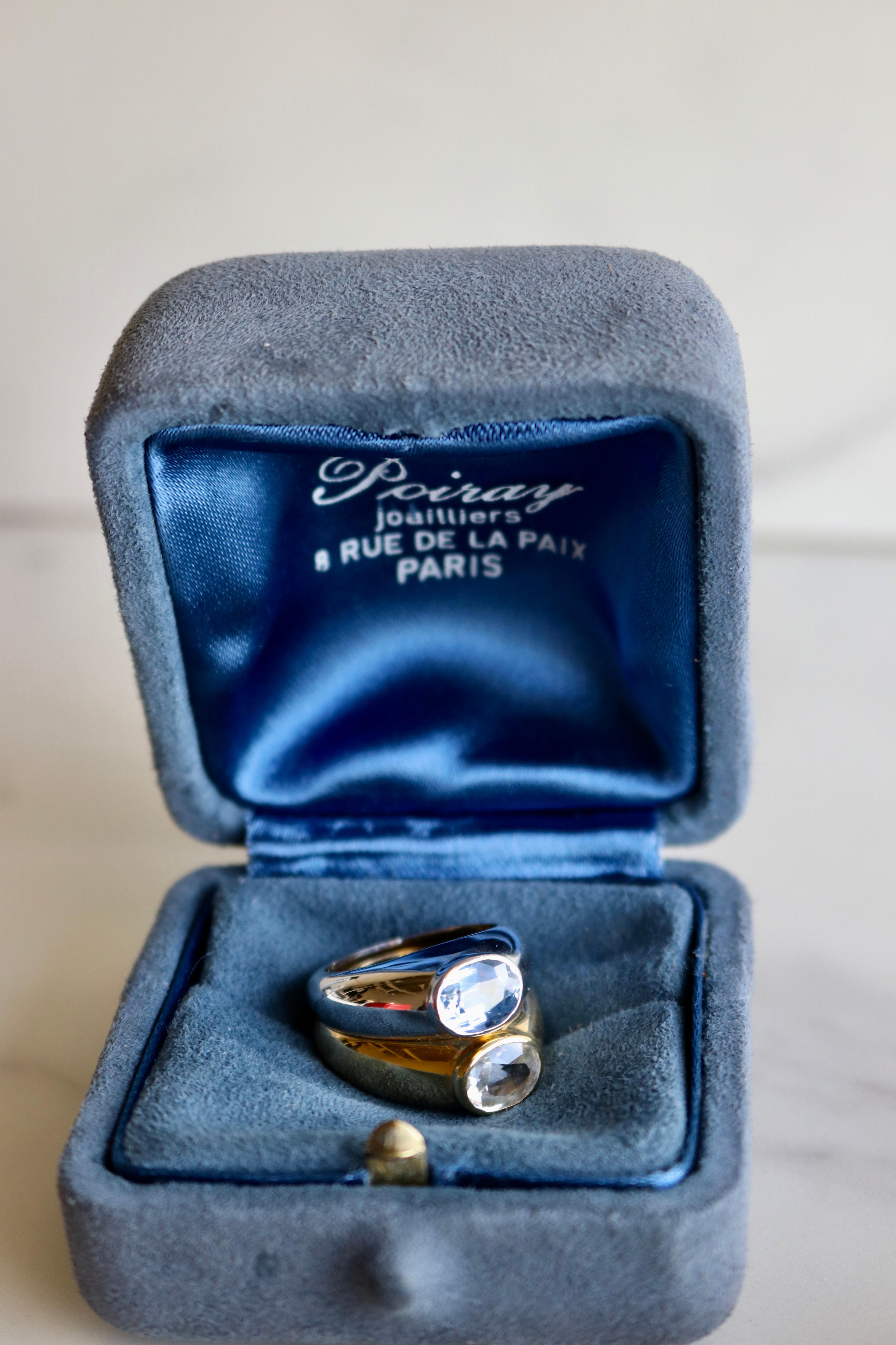 Vintage Poiray Paris Saphir 18k zwei Tone Ring Set 1