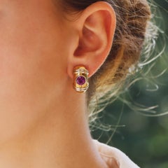 Vintage Poiray-Ohrringe mit rosa und orangefarbenem Saphir aus 18 Karat Gelbgold