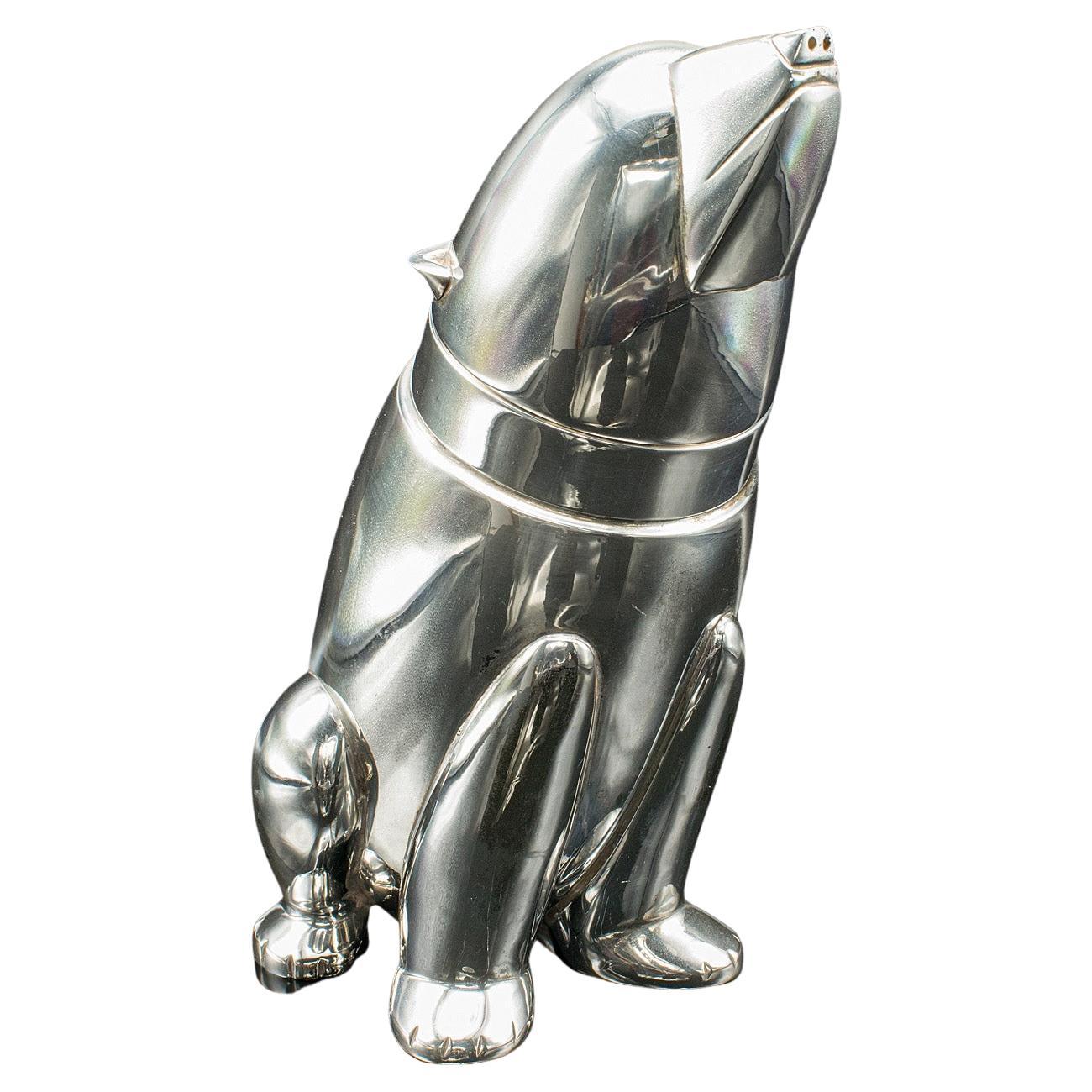 Vintage Polar Bear Cocktail Shaker, American, Silver Plate, Bar Mixer, Art Deco For Sale