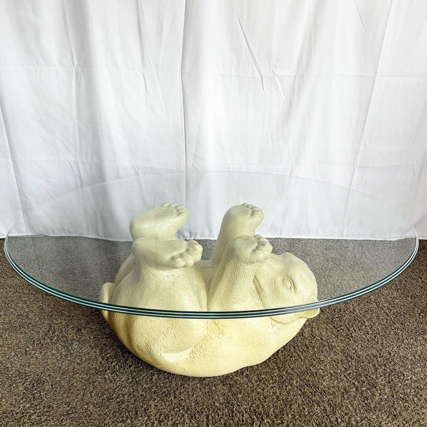Ovaler Vintage-Couchtisch Polar Bear mit Glasplatte von Lane (amerikanisch) im Angebot