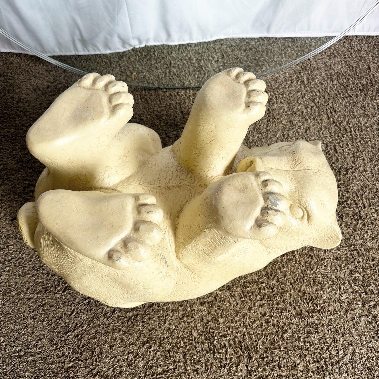 Ovaler Vintage-Couchtisch Polar Bear mit Glasplatte von Lane (Ende des 20. Jahrhunderts) im Angebot