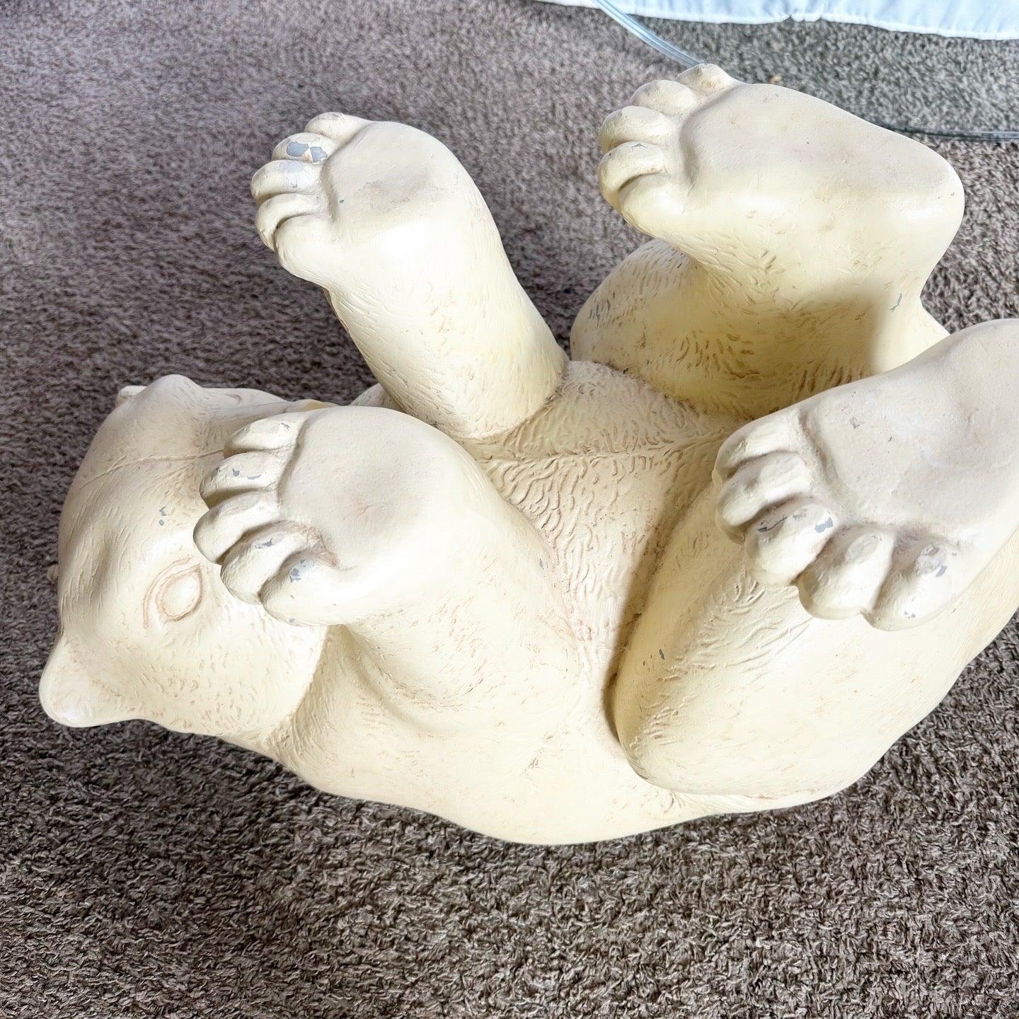 Ovaler Vintage-Couchtisch Polar Bear mit Glasplatte von Lane im Angebot 1