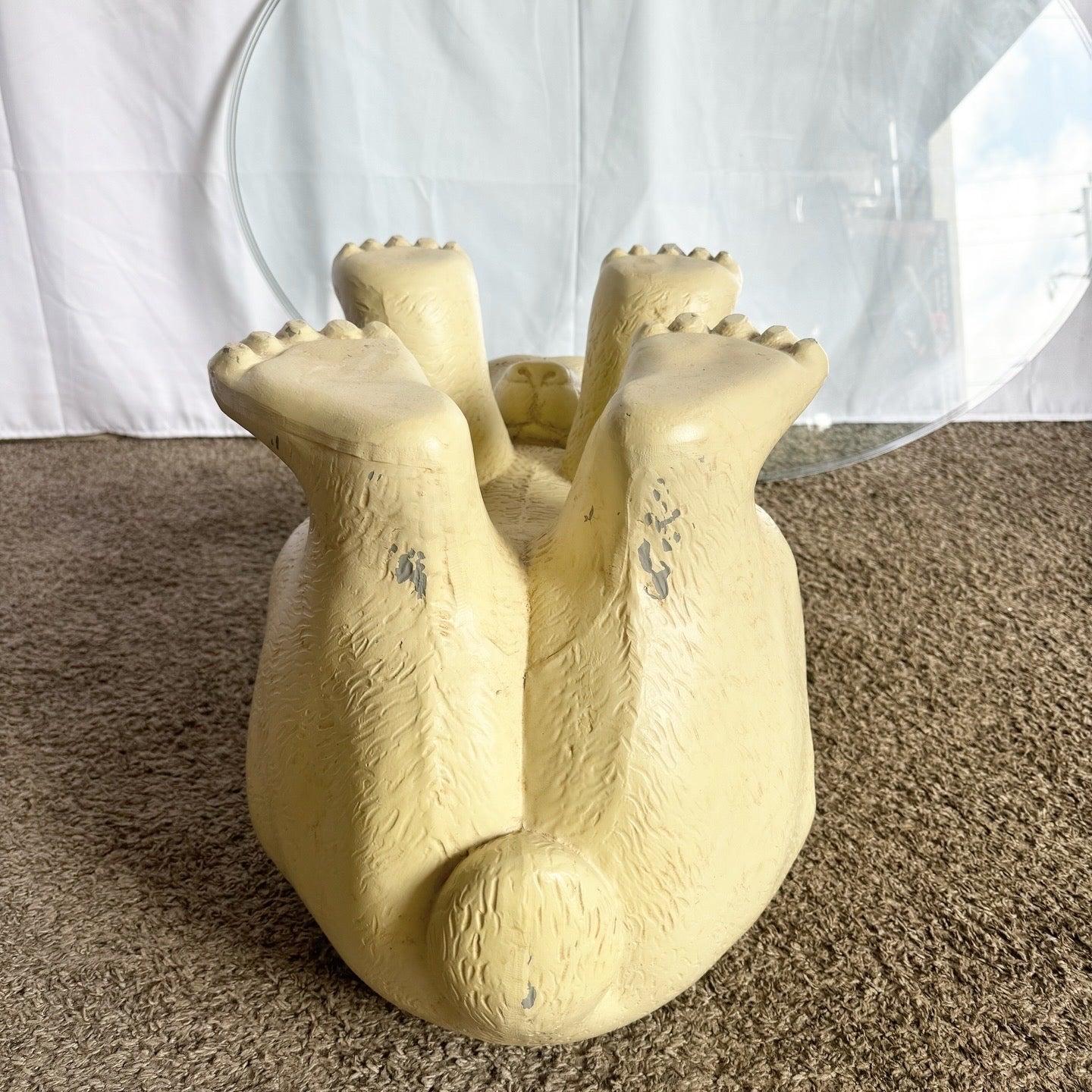 Ovaler Vintage-Couchtisch Polar Bear mit Glasplatte von Lane im Angebot 2