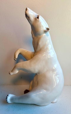 Vintage Polar Bear Sculpture by Freeman McFarlin Pottery, California, c. 1970s