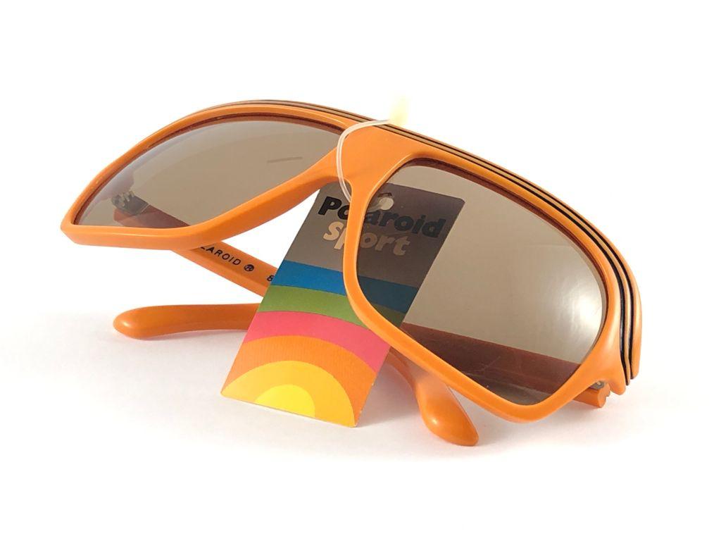 Vintage Polaroid 8680 Orange Aviator-Sonnenbrille, 1980er Jahre, hergestellt in Frankreich im Angebot 4