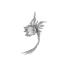 Broche vintage en pavé de strass de forme libre de Polcini, circa 1960s