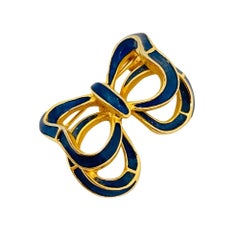 Vintage POLCINI gold enamel bow designer runway brooch