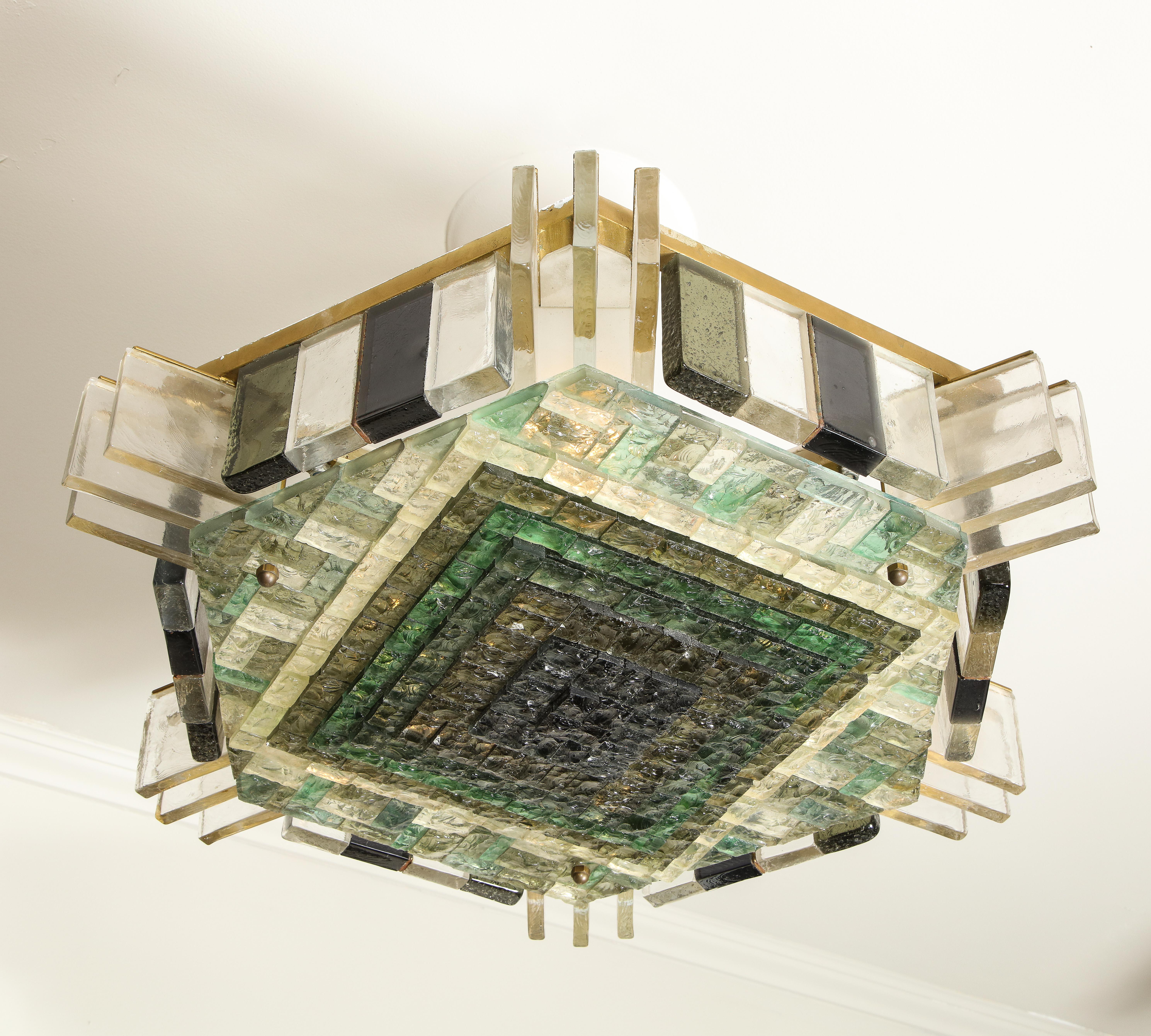 Italian Vintage Poliarte Verona Hexagon Flush-Mount Ceiling Light