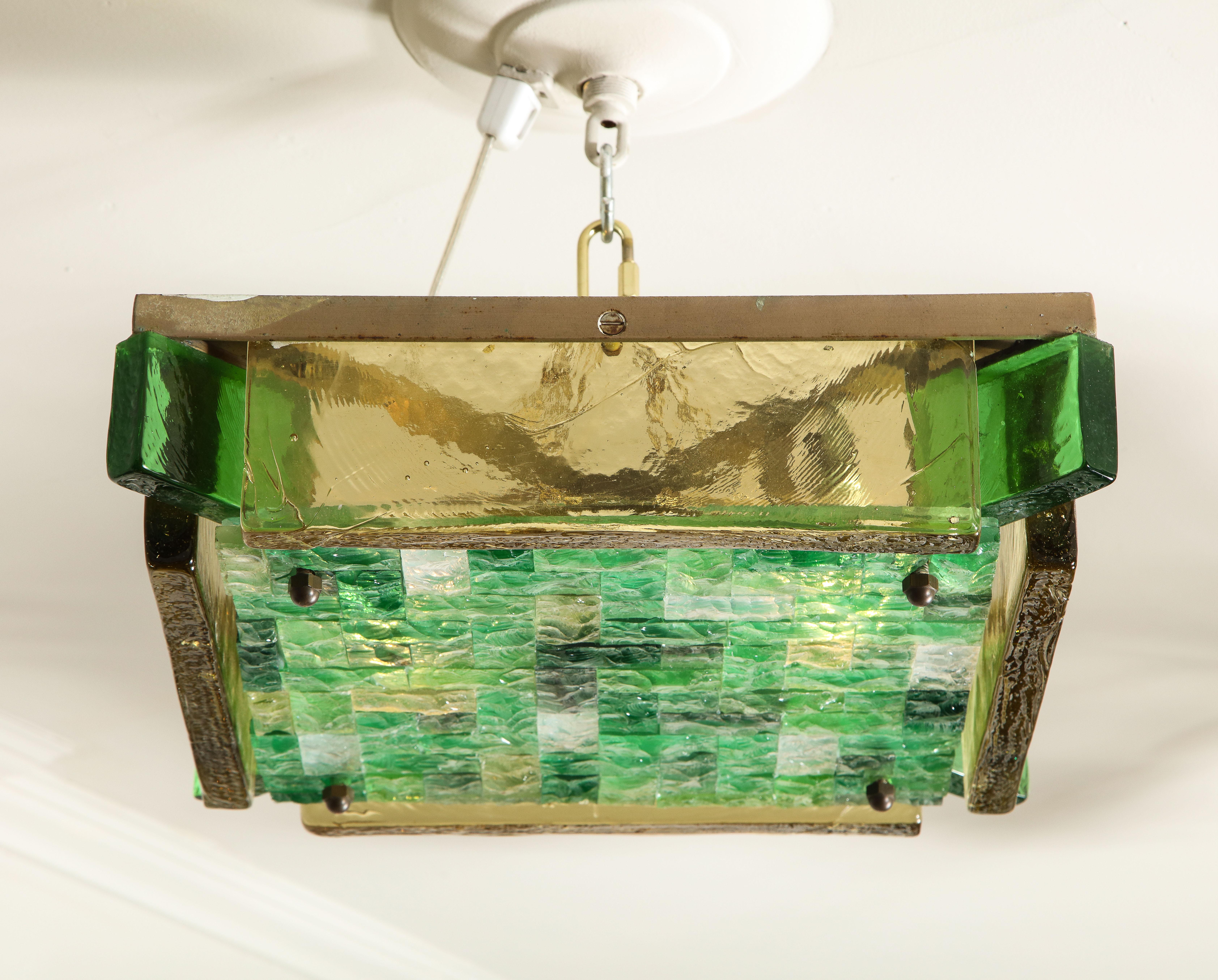 Vintage Poliarte Verona Square Flush-Mount Ceiling Light In Good Condition In New York, NY