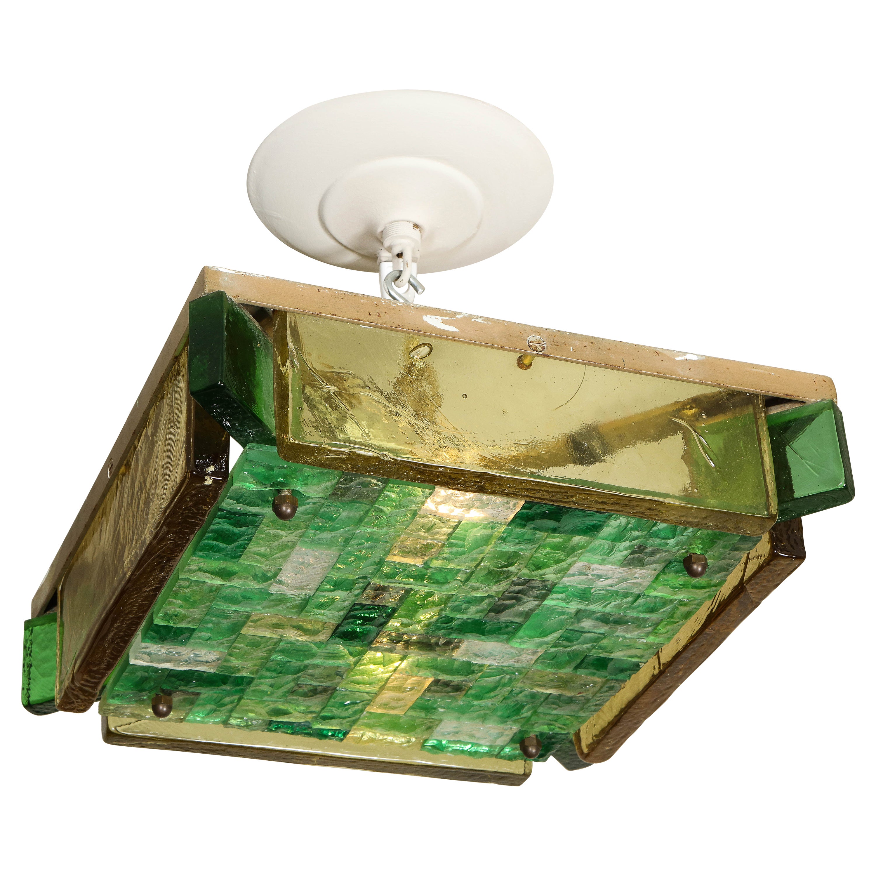 Vintage Poliarte Verona Square Flush-Mount Ceiling Light