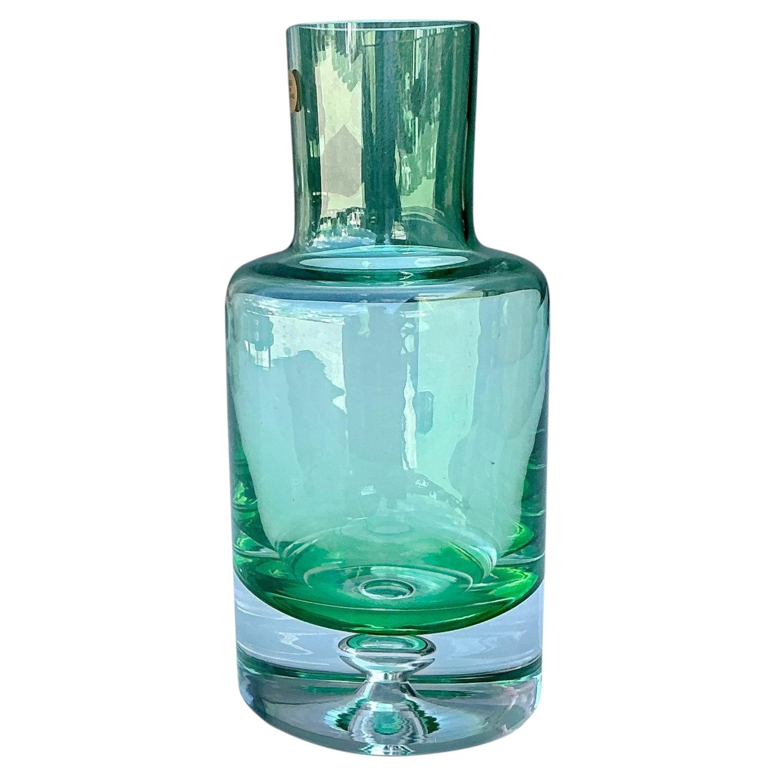 Vase vintage en verre soufflé polonais