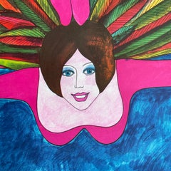 Vintage Polish Circus Poster by Witold Janowski, Circus Flying Girl, 1973