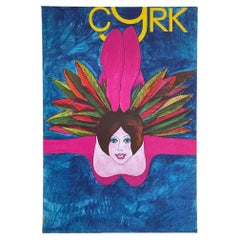 Retro Polish Circus Poster by Witold Janowski, Circus Flying Girl, 1973