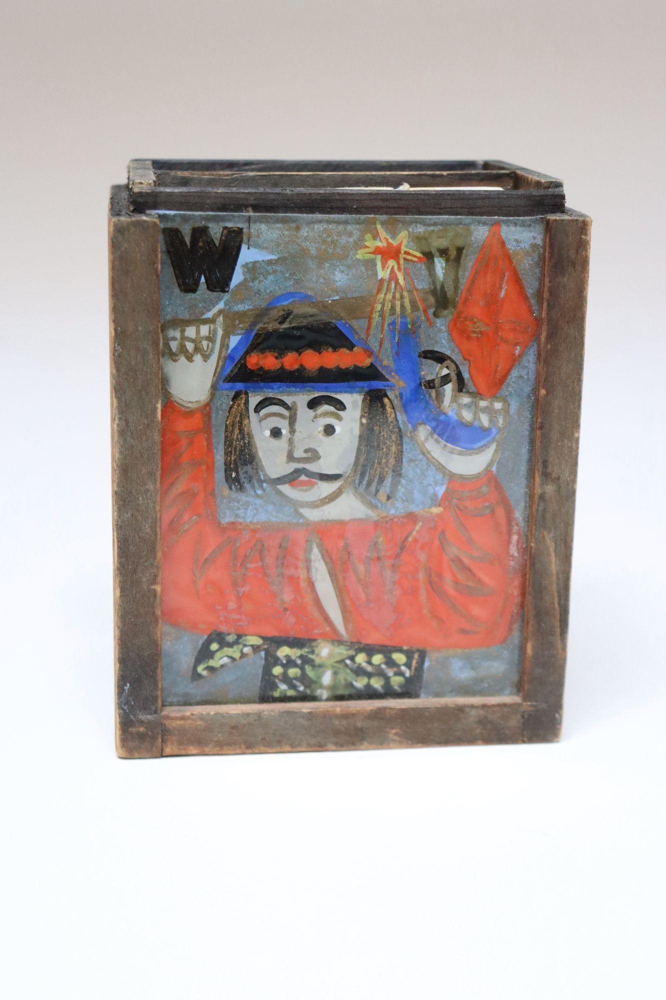 Vintage Polish Folk Art Hand-Painted Wooden Playing Card Holder by Irena Makowey For Sale 6