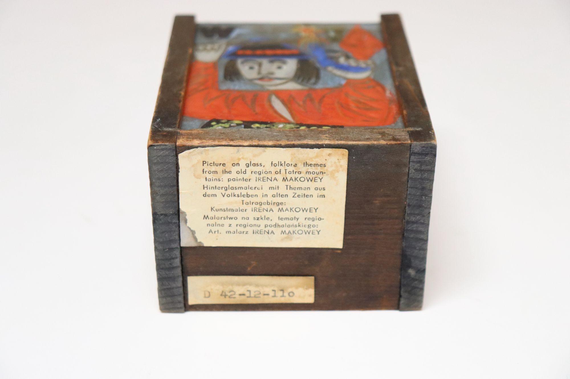 Vintage Polish Folk Art Hand-Painted Wooden Playing Card Holder by Irena Makowey For Sale 8