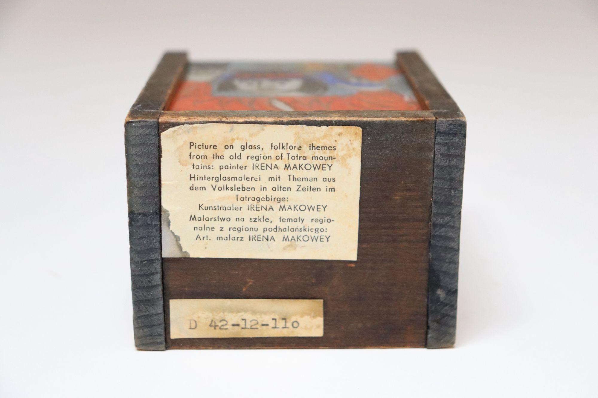 Vintage Polish Folk Art Hand-Painted Wooden Playing Card Holder by Irena Makowey For Sale 9