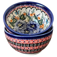 Vintage Polish Hand Painted Ceramic Bowls - Set of 2