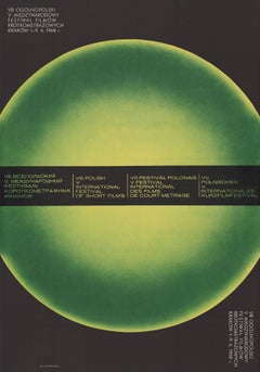 Vintage Polish International Short Film Festival Opart Poster Green