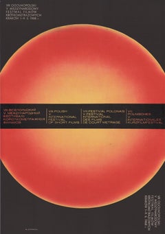 Vintage Polish International Short Film Festival Opart Poster Red