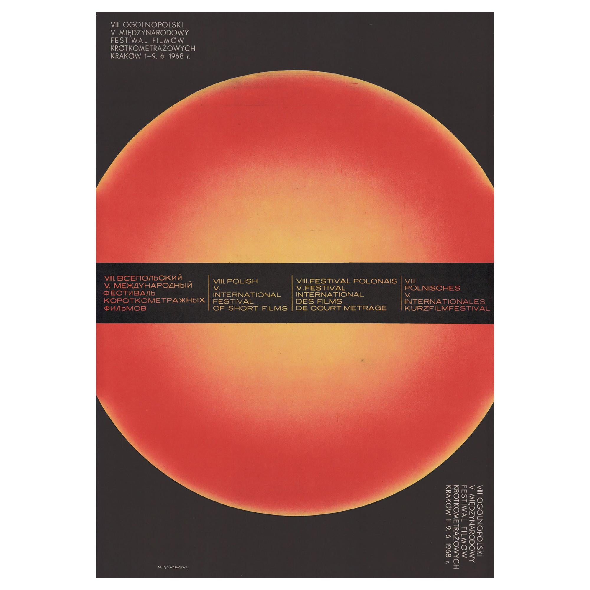 Vintage Polish International Short Film Festival Opart Poster Red For Sale