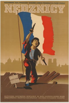 Vintage Polish Les Miserables Poster by Jozef Mroszczak, 1952