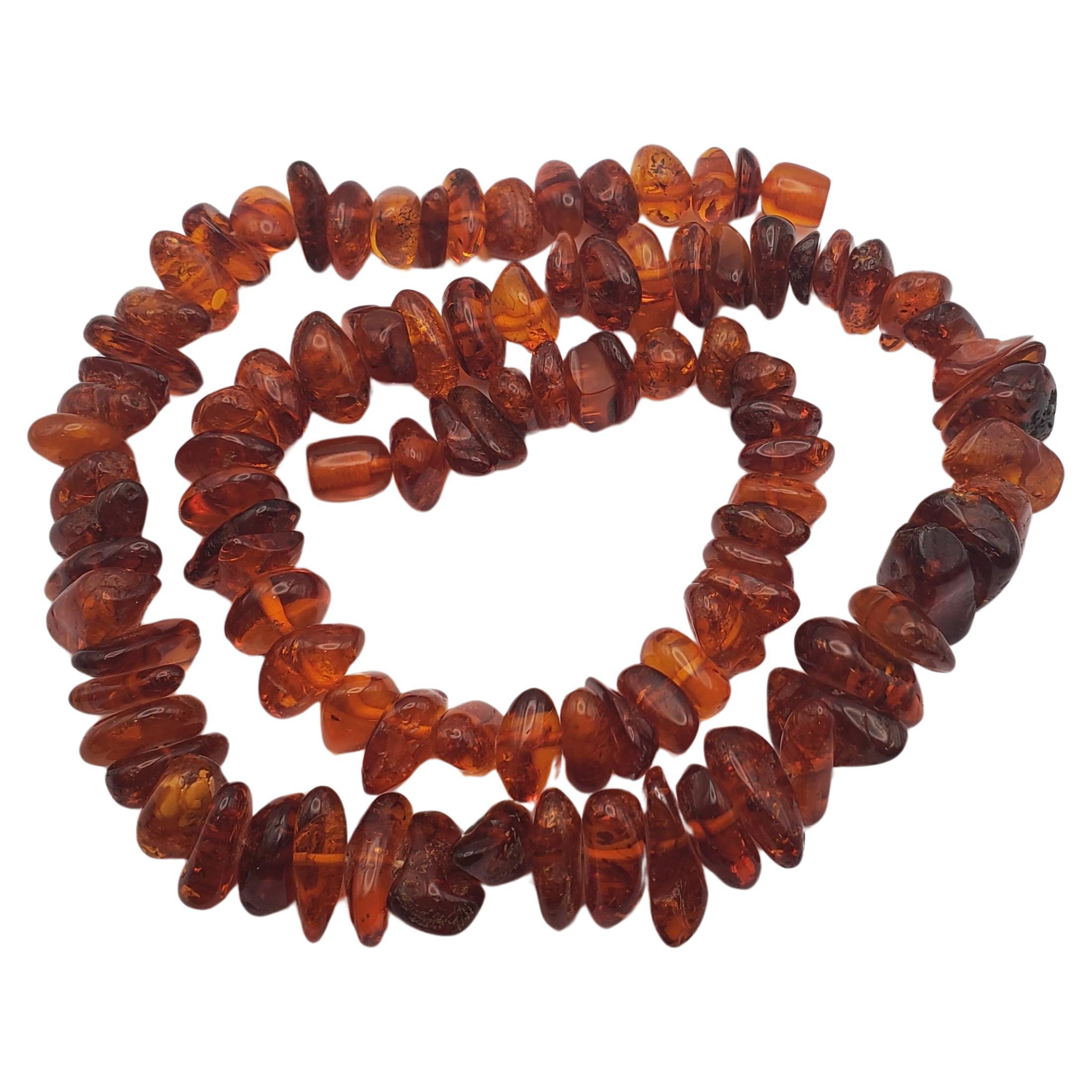 Vintage Polish Polished Amber Bead Necklace For Sale