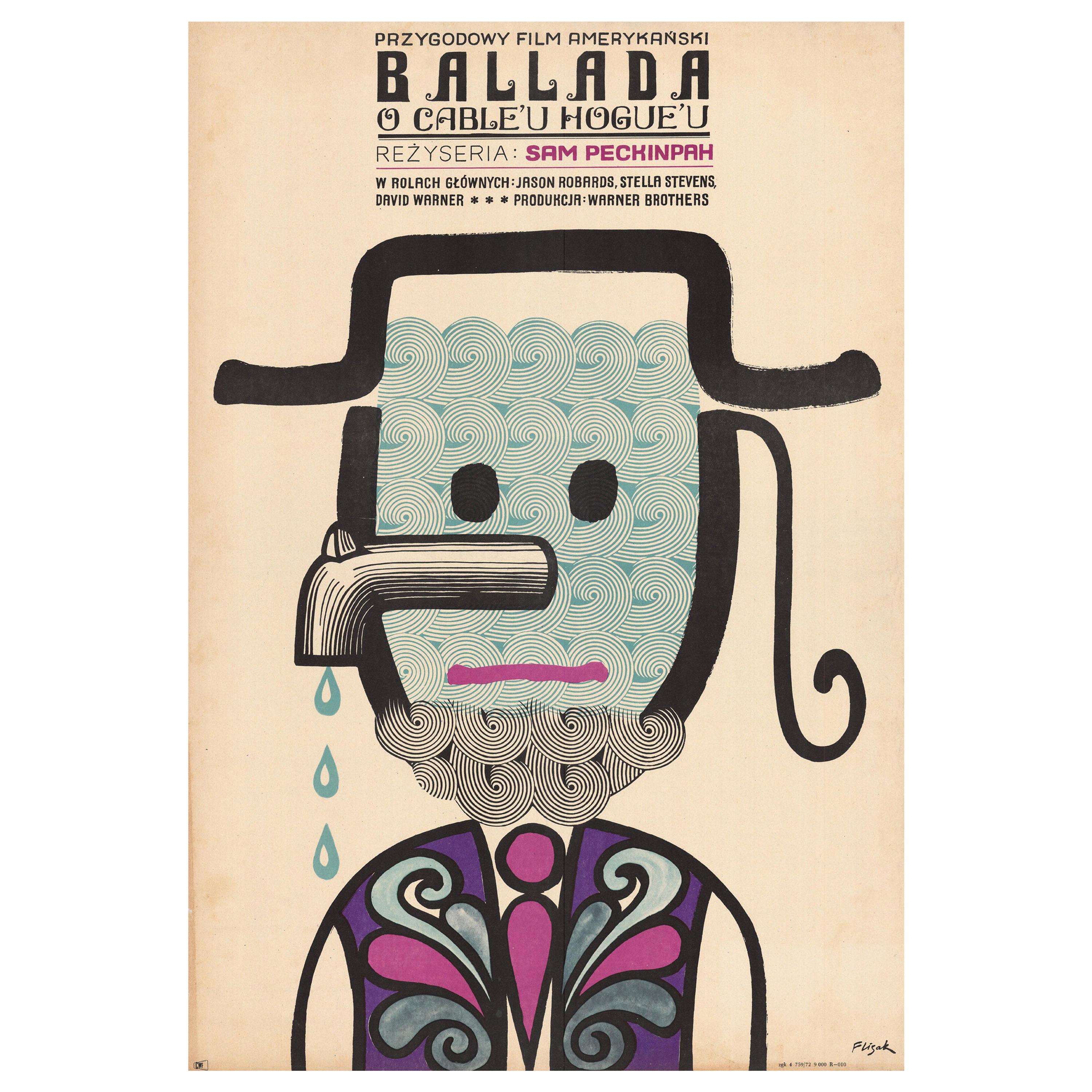 Vintage Polish The Ballad of Cable Hogue Poster by Jerzy Flisak, 1972 For Sale