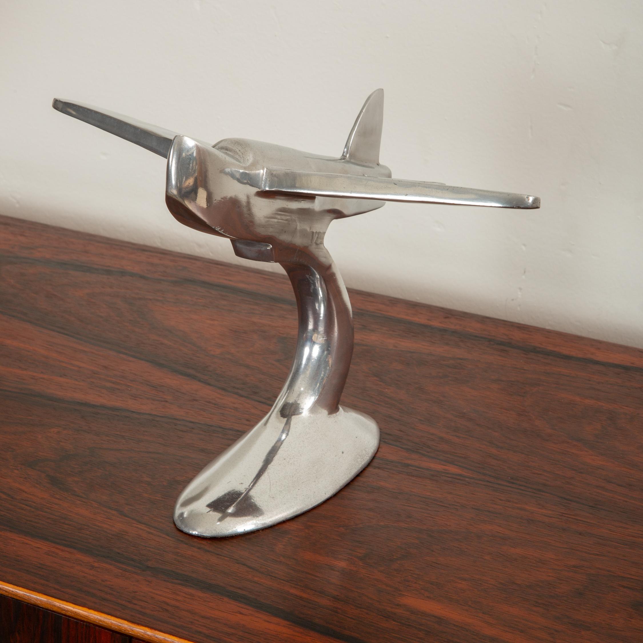 20th Century Vintage Polished Aluminium Airplane Sculpture