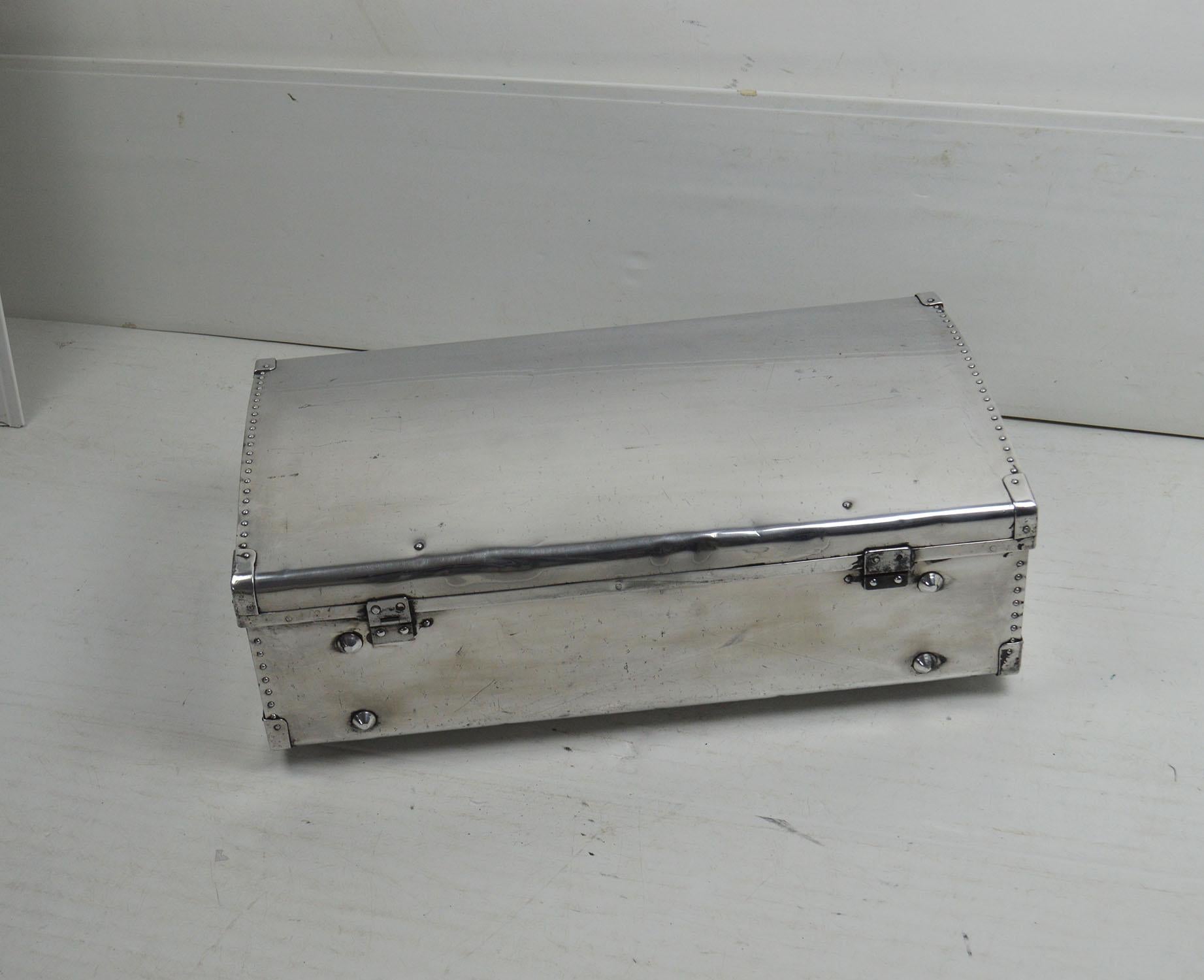 Vintage Polished Aluminium Suitcase, English, 1940s In Good Condition In St Annes, Lancashire