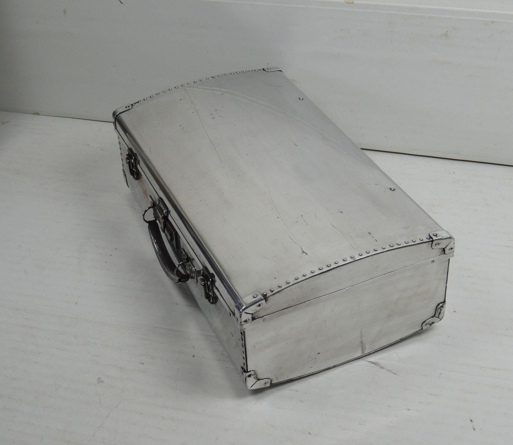 Mid-20th Century Vintage Polished Aluminium Suitcase, English, 1940s