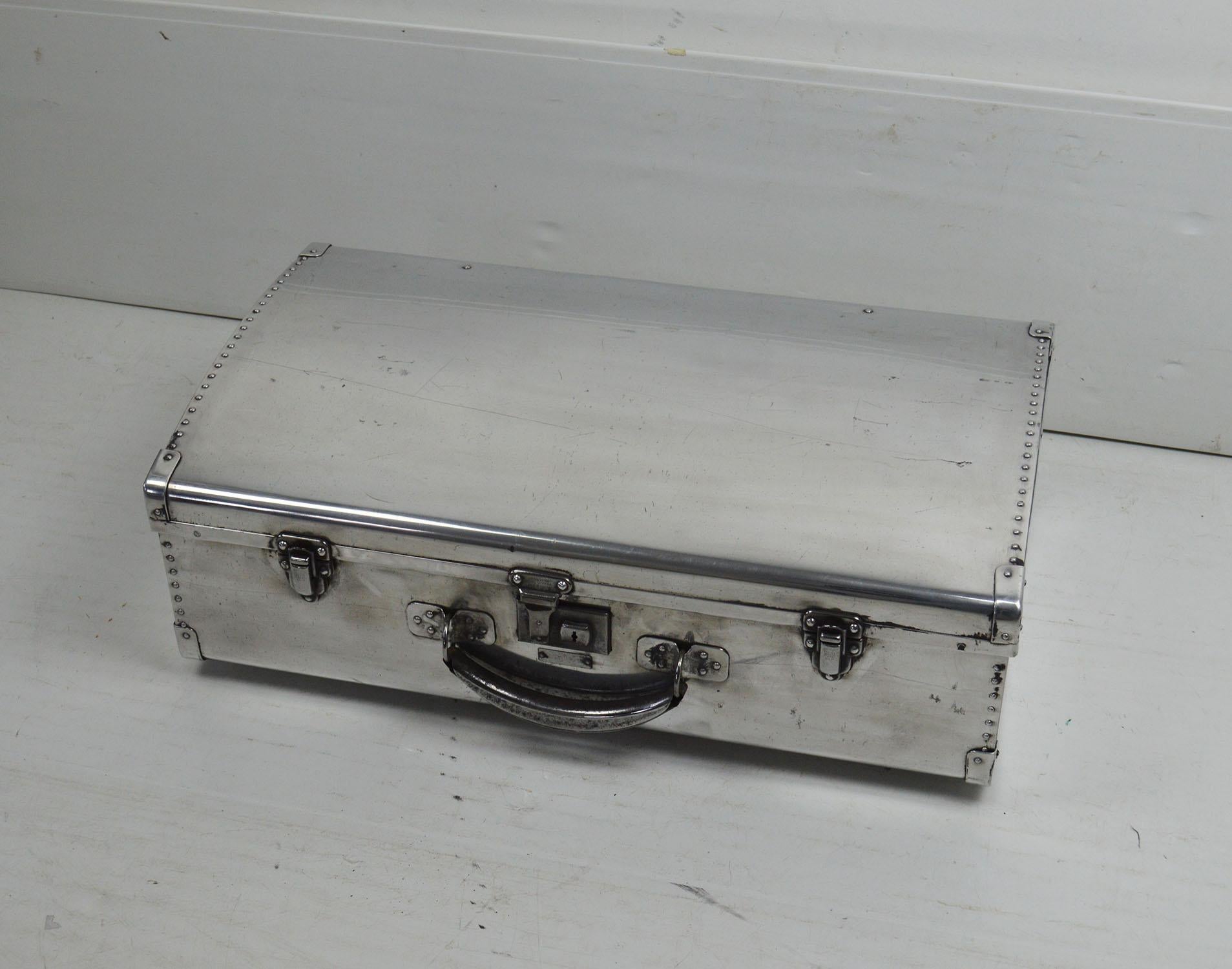 Aluminum Vintage Polished Aluminium Suitcase, English, 1940s