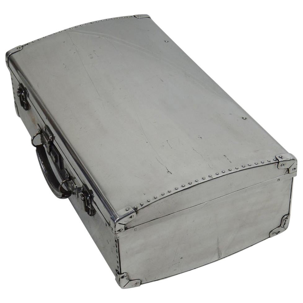 Vintage Polished Aluminium Suitcase, English, 1940s