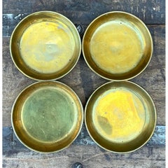 Vintage Polished Brass Coasters - Set of 4