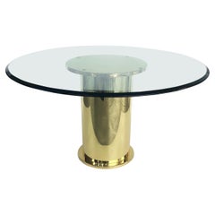 vintage glass top dining table Vintage Polished Brass Dining Center Table with Glass Top