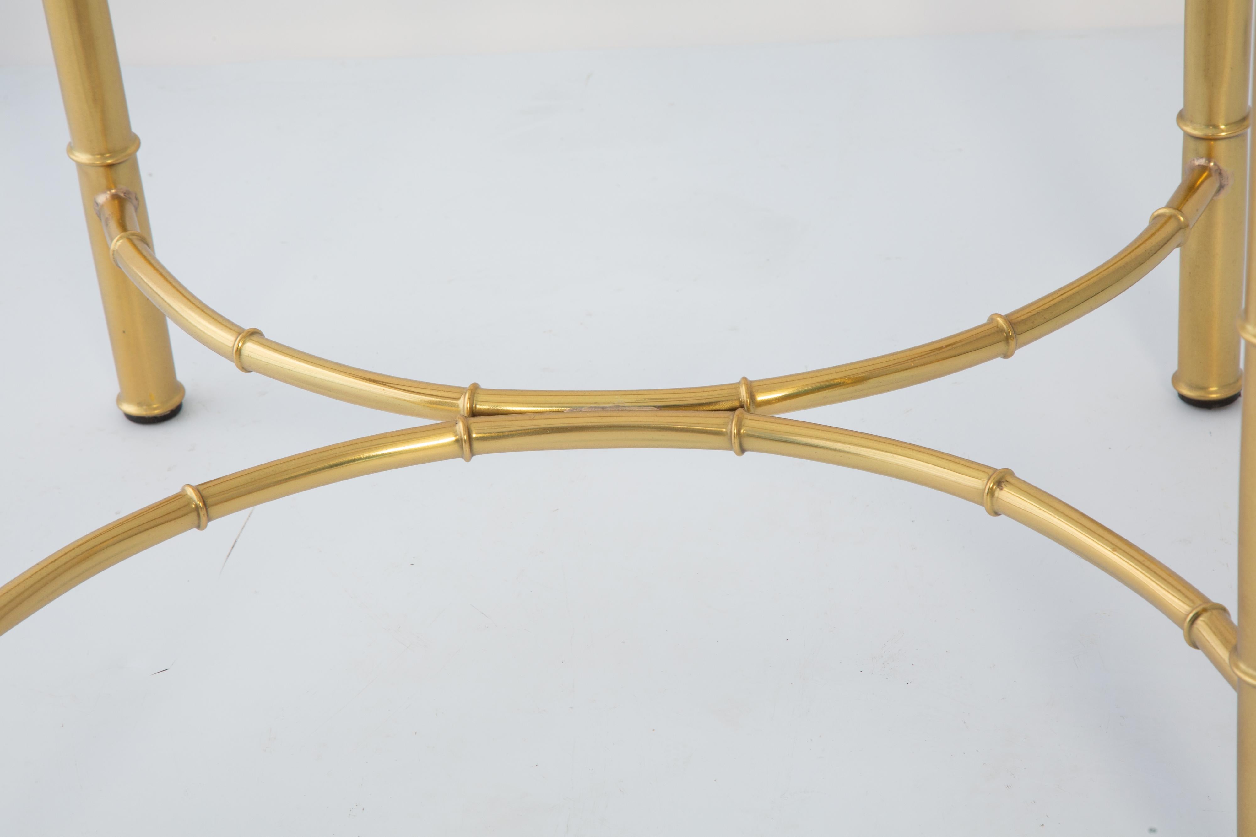 Vintage Polished-Brass Faux Bamboo Tray Tea Table 1